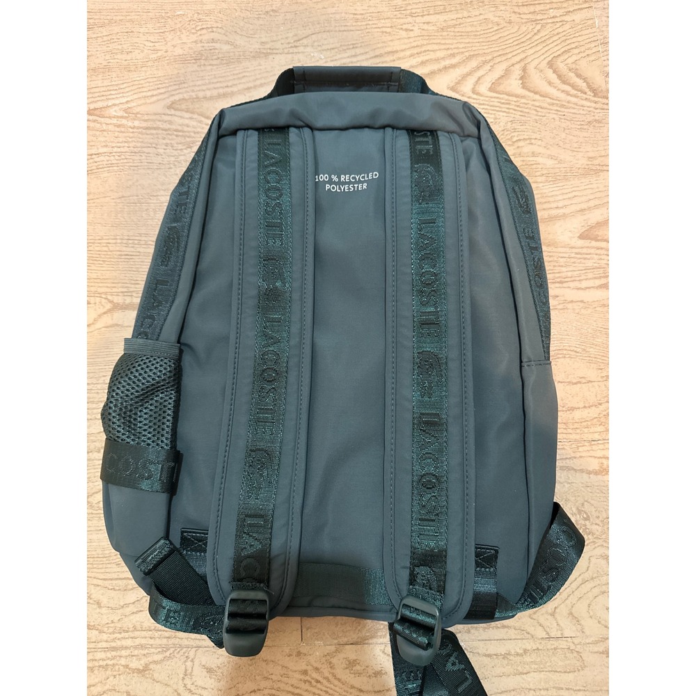 NWT Lacoste Backpack Green Compression Strap School Bag NH4313NZ & dustbag - Picture 4 of 7